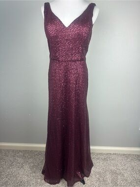 Morilee Bridesmaids 21584 Bordeaux Sequin Formal Gown Dress Size 16 Wedding